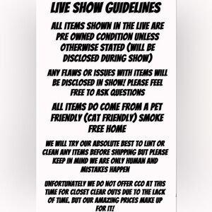 LIVE SHOW GUIDELINES - PLEASE READ BEFORE BIDDING :)